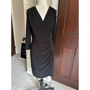 Calvin Klein Women’s Faux Wrap Zippered Shoulder black Sheath Dress 8
